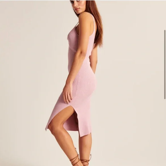 NWT Abercrombie Lavendar Ribbed Midi Dress - Picture 3 of 5